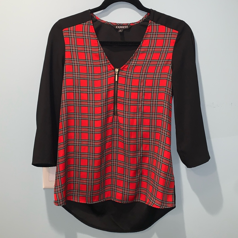 Express Plaid 3/4 Sleeve Top Size X-small